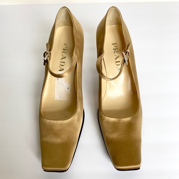 PRADA Gold Silk Heels - Picture 5 of 5
